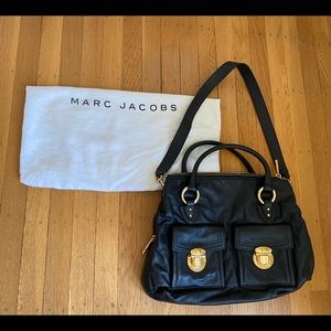 Marc Jacobs black leather Carla handbag with gold-colored hardware
